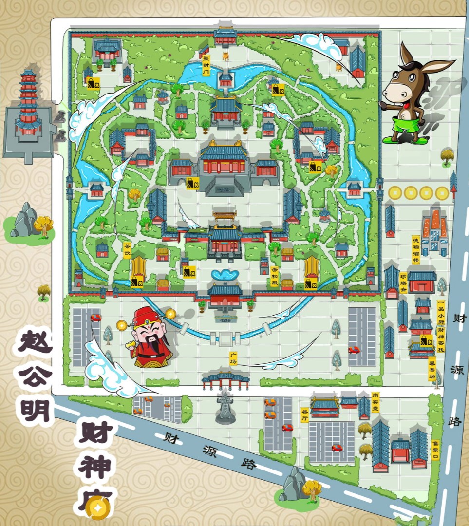 峨边寺庙类手绘地图
